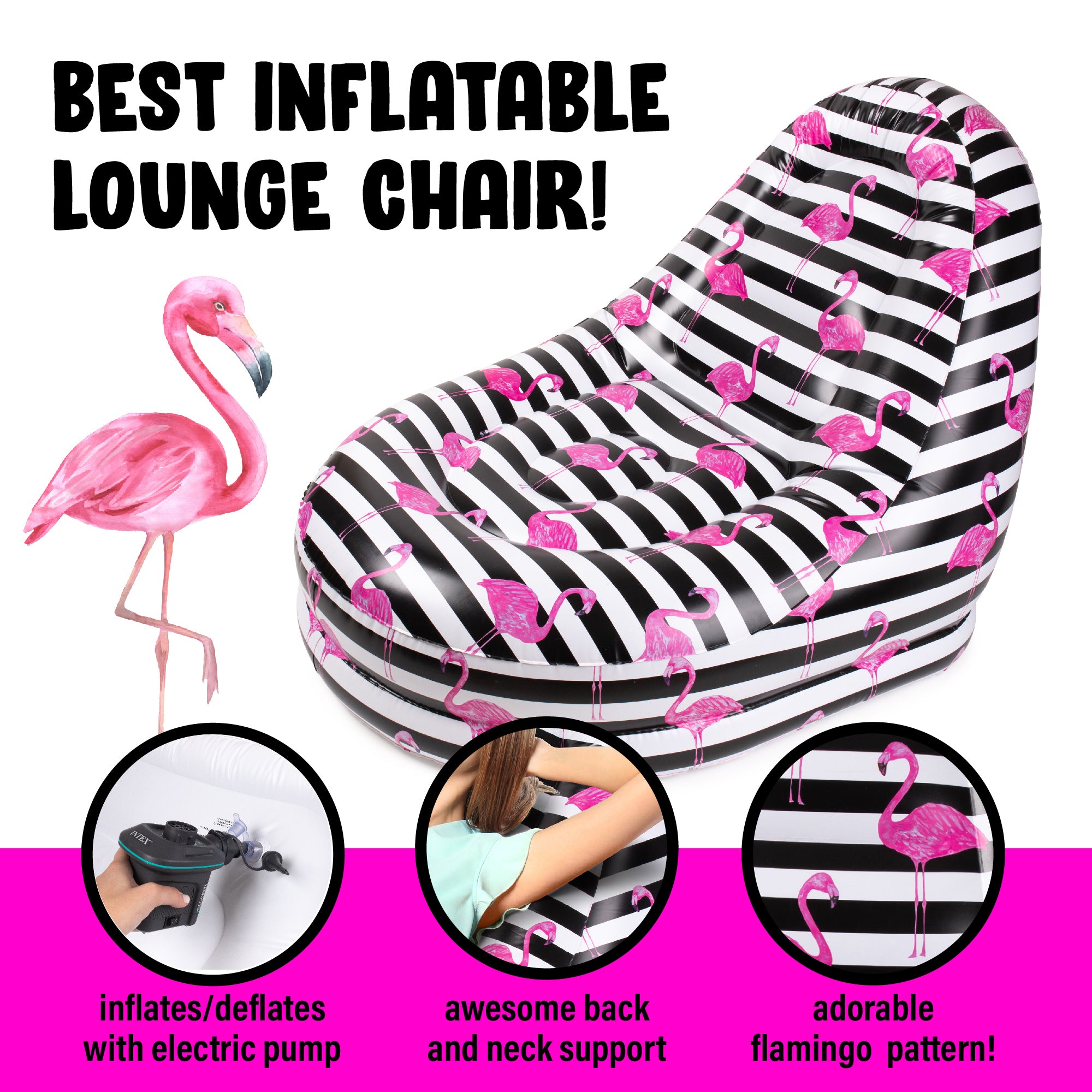 Inflatable Poolside Chair, Flamingo 2PK1