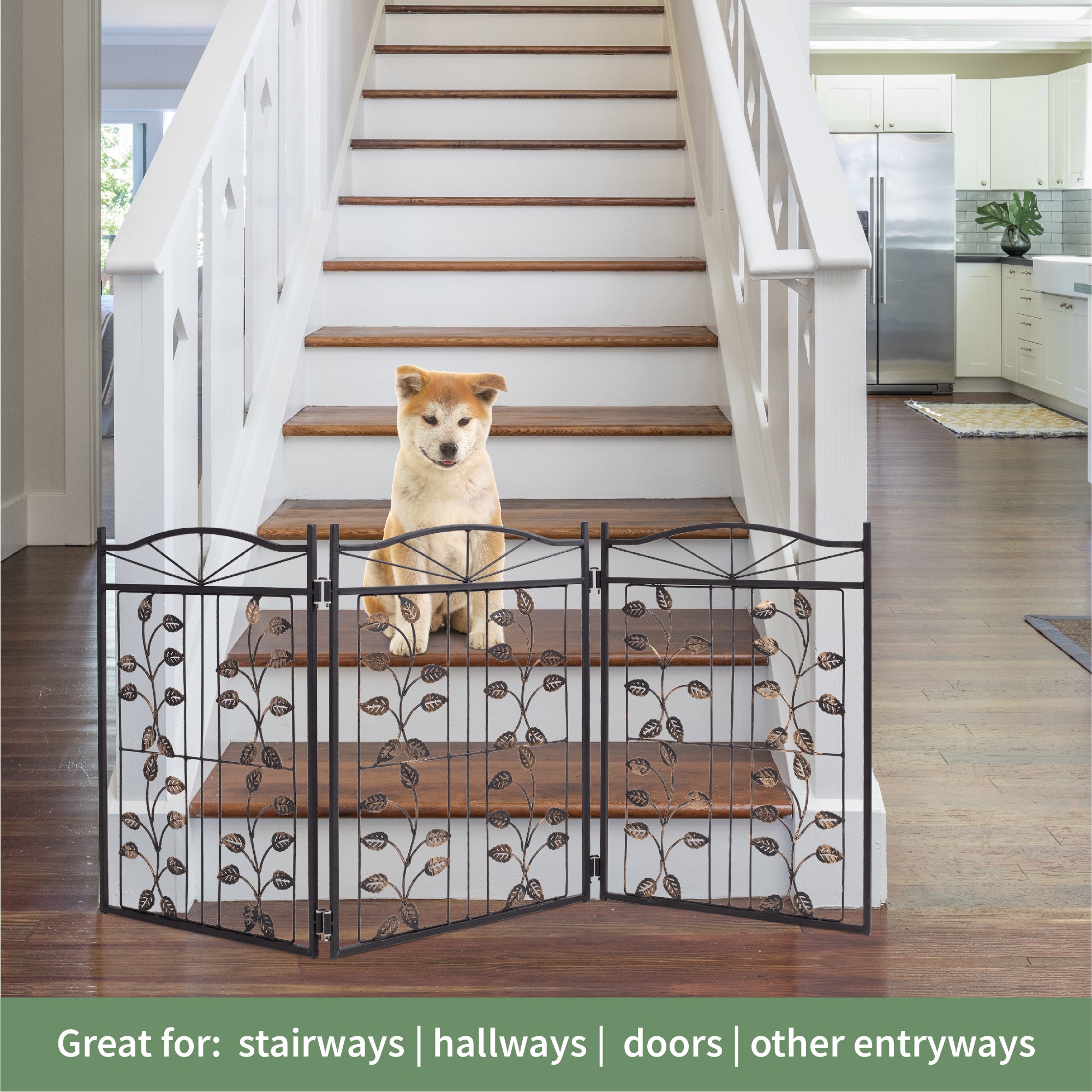 Pet Gate Metal Leaf Design