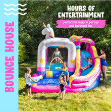Load image into Gallery viewer, Inflatable Unicorn Themed Bounce House with Water Slide
